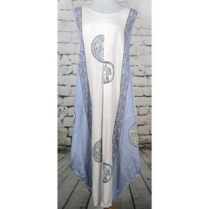 VINTAGE Artsy Batik Beachy Lagenlook Maxi Rayon Dress One Size